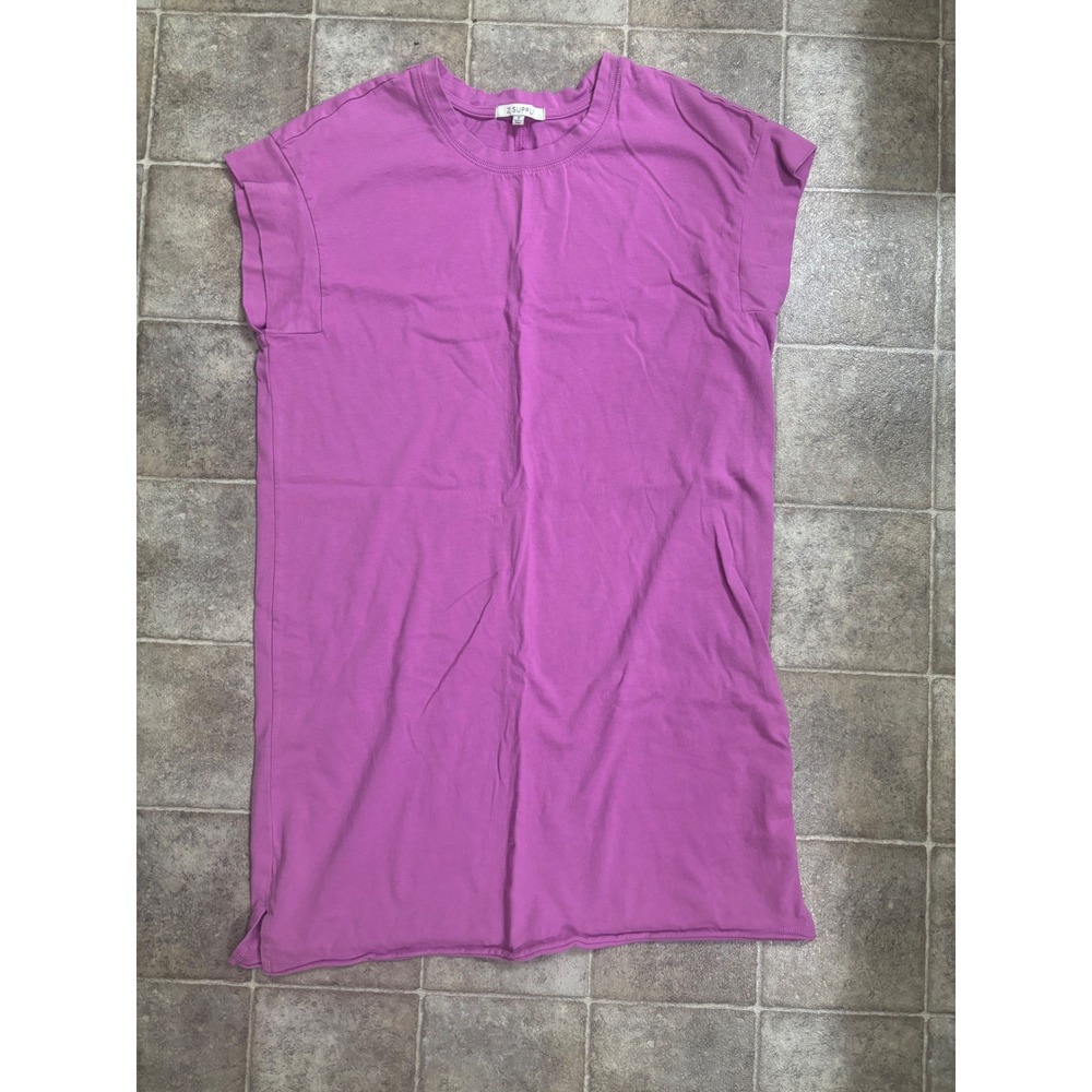 Z Supply Womens Magenta Purple‎ Cotton Short Sleeve Cuffed T-Shirt Mini Dress S